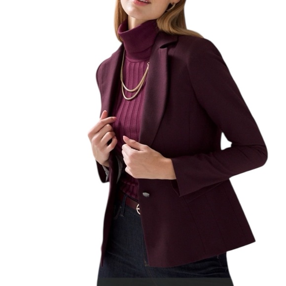 WHBM Signature Blazer Houndstooth Two Button Suiting Jacket Red Black Size 12 - Picture 14 of 15